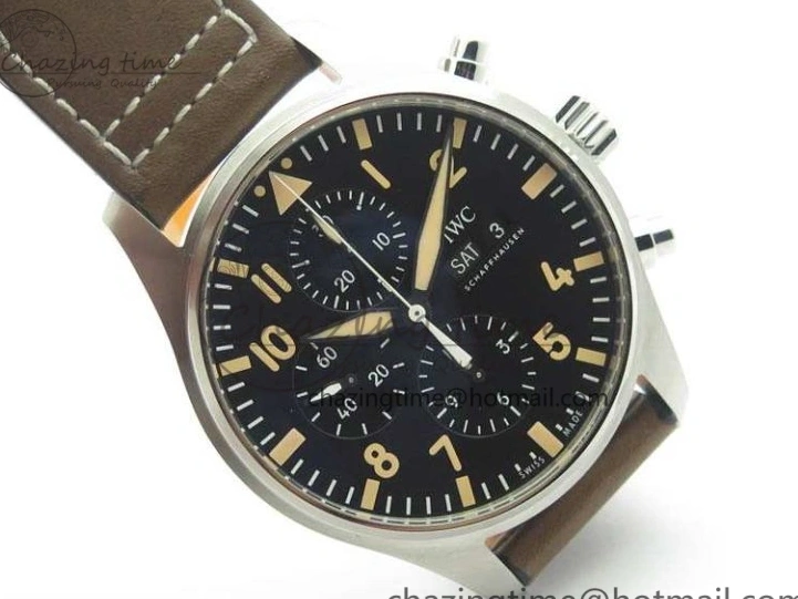 MIROTIME 0301 Pilot Chrono 20th ZF 1:1 Best Edition Black Dial On Brown Leather Strap A ZeroBulk 7236